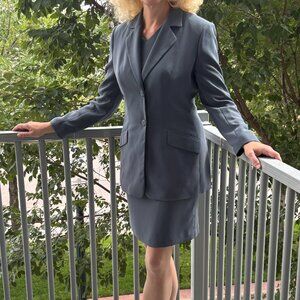 Casual Corner Women’s 2 Piece Business Suit Dress (6) with Blazer (8) Teal